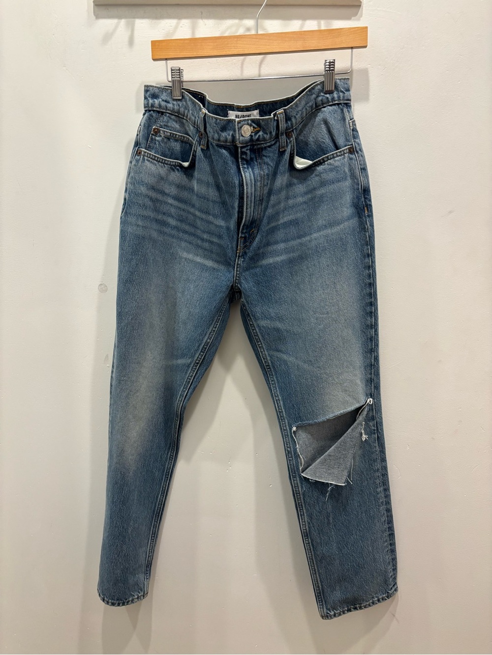 Re/Done Light Blue Distressed Boyfriend Jeans